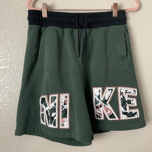 Nike Shorts Womens Small Green French Terry Elastic Waist High Rise Athletic - Picture 4 of 9